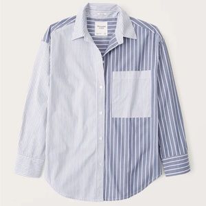 Abercrombie Oversized Colorblock Poplin Button-Up Shirt
